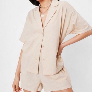 Linen Look Oversized Beige Co-ord
